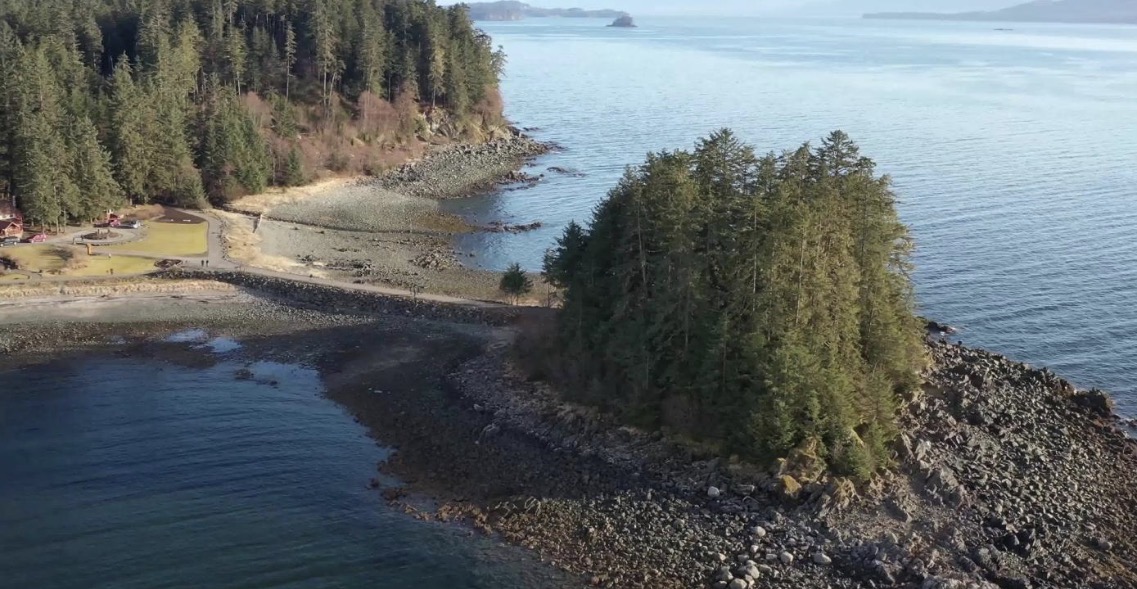 Aerial view of Shrine Island