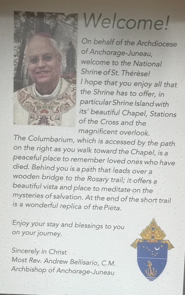 Shrine visitor welcome sign